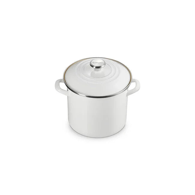 Le Creuset Enamel on Steel Stockpots with Stainless Steel Knobs - White