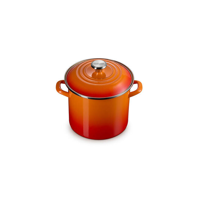 Le Creuset Enamel on Steel Stockpots with Stainless Steel Knobs - Flame