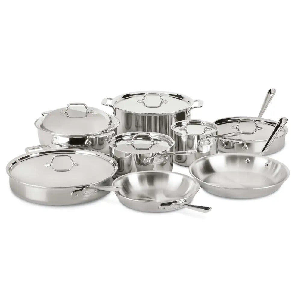 All-Clad D3 Stainless 10-Piece Cookware Set with Pour Lips