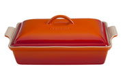 Le Creuset Stoneware Heritage 4 qt. Covered Rectangular Casserole - Flame