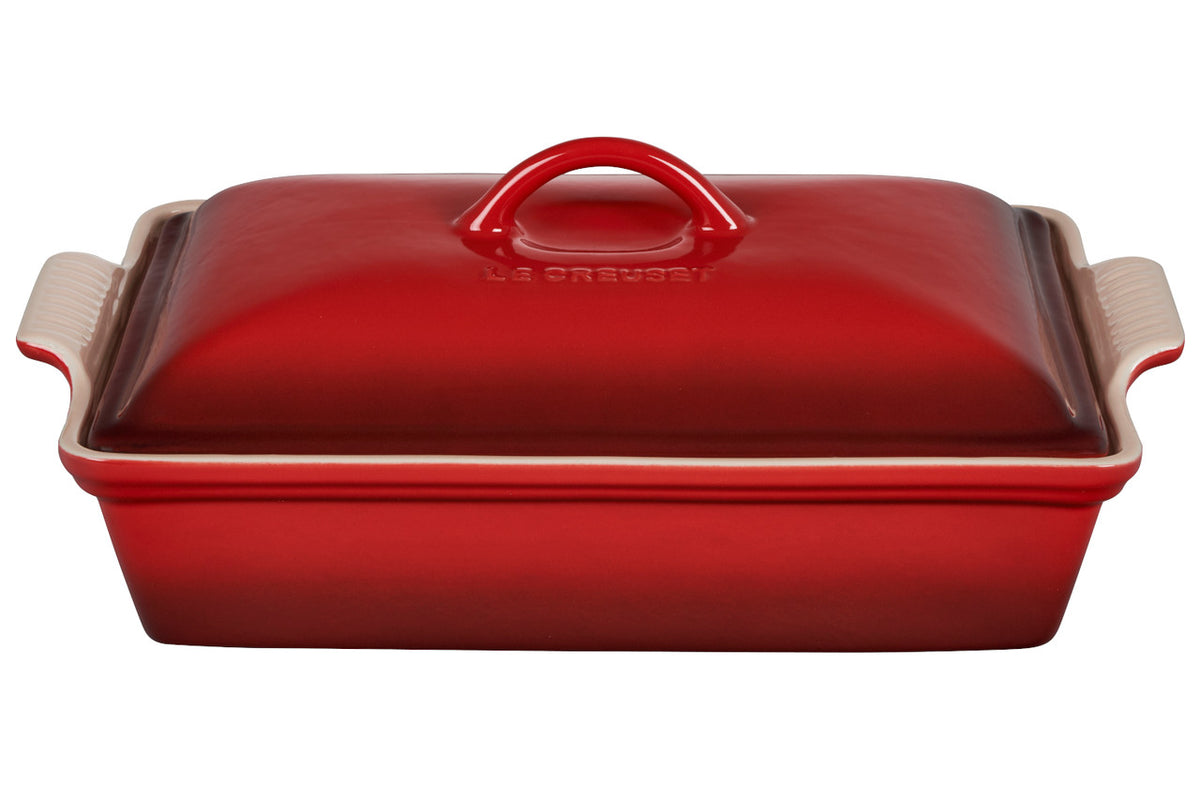 Le Creuset Stoneware Heritage 4 qt. Covered Rectangular Casserole - Cerise