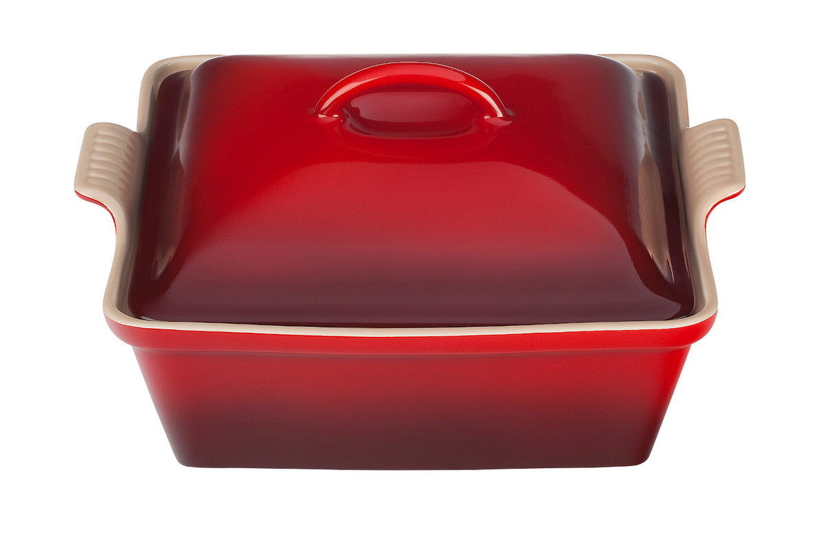 Le Creuset Stoneware Heritage 2.25 qt. Covered Square Casserole - Cerise