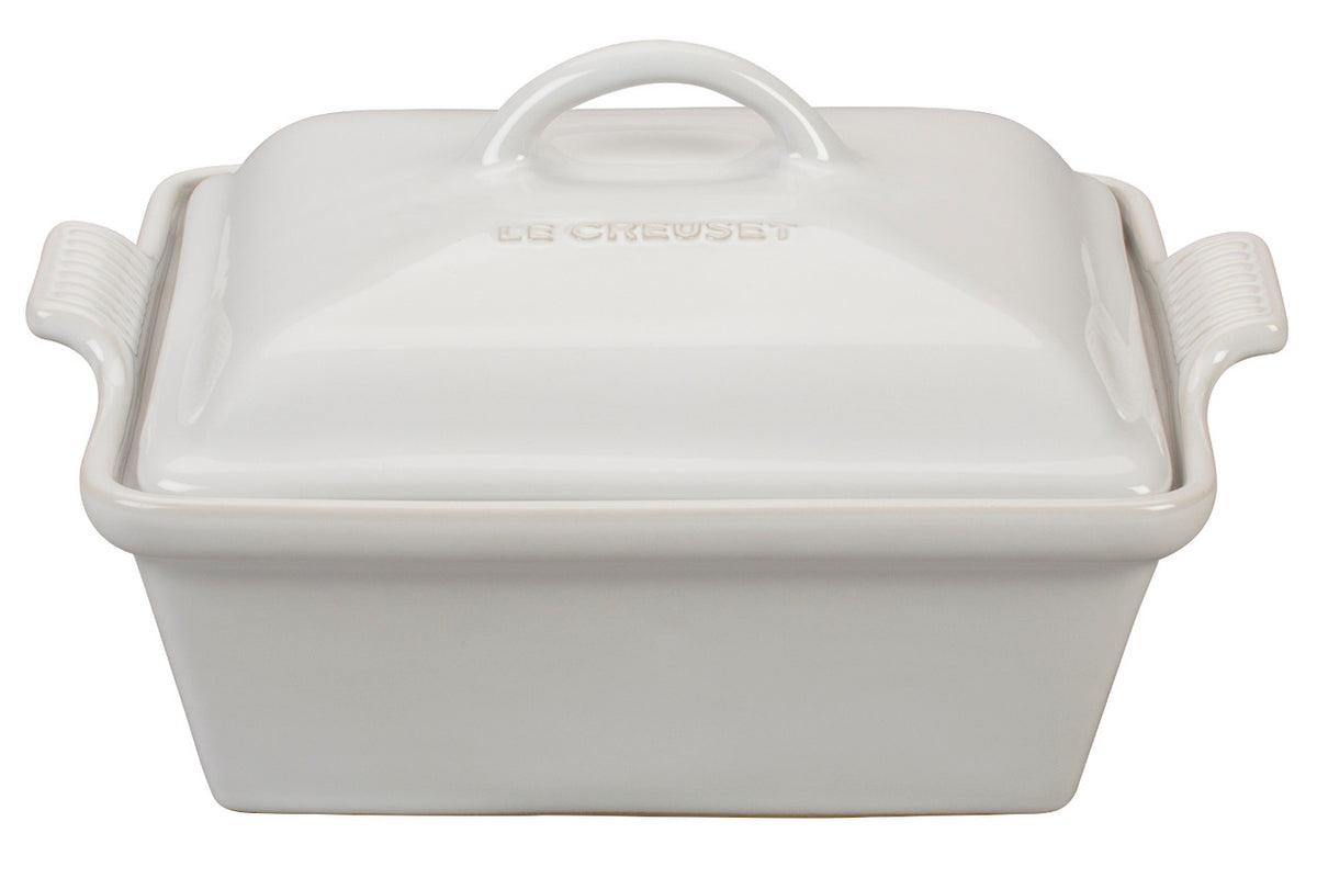 Le Creuset Stoneware Heritage 2.25 qt. Covered Square Casserole -White