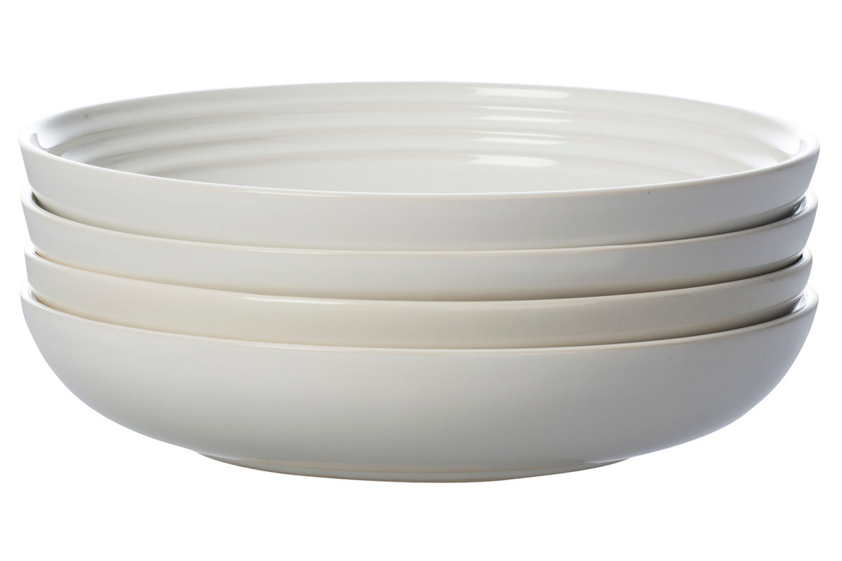 Le Creuset Stoneware Set of (4) 8.5 inch Pasta Bowls - White