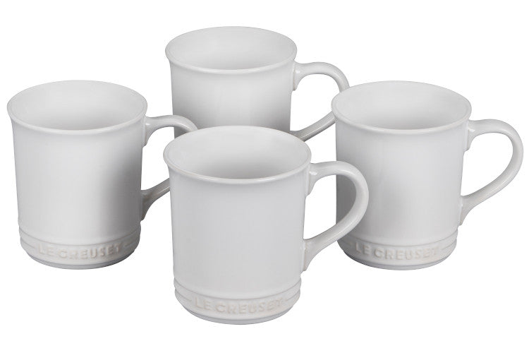 Le Creuset Stoneware Classic Set of (4) Coffee Mugs - White