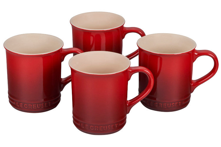 Le Creuset Stoneware Classic Set of (4) Coffee Mugs - Cerise