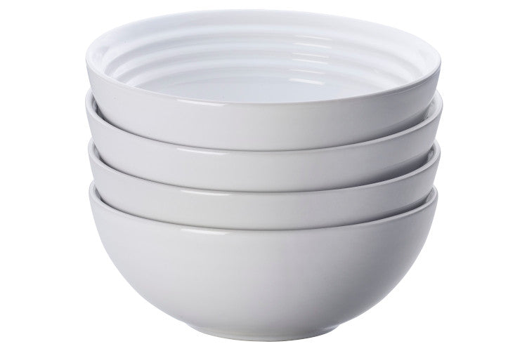 Le Creuset Stoneware Set of (4) 22 oz. Soup Bowls - White