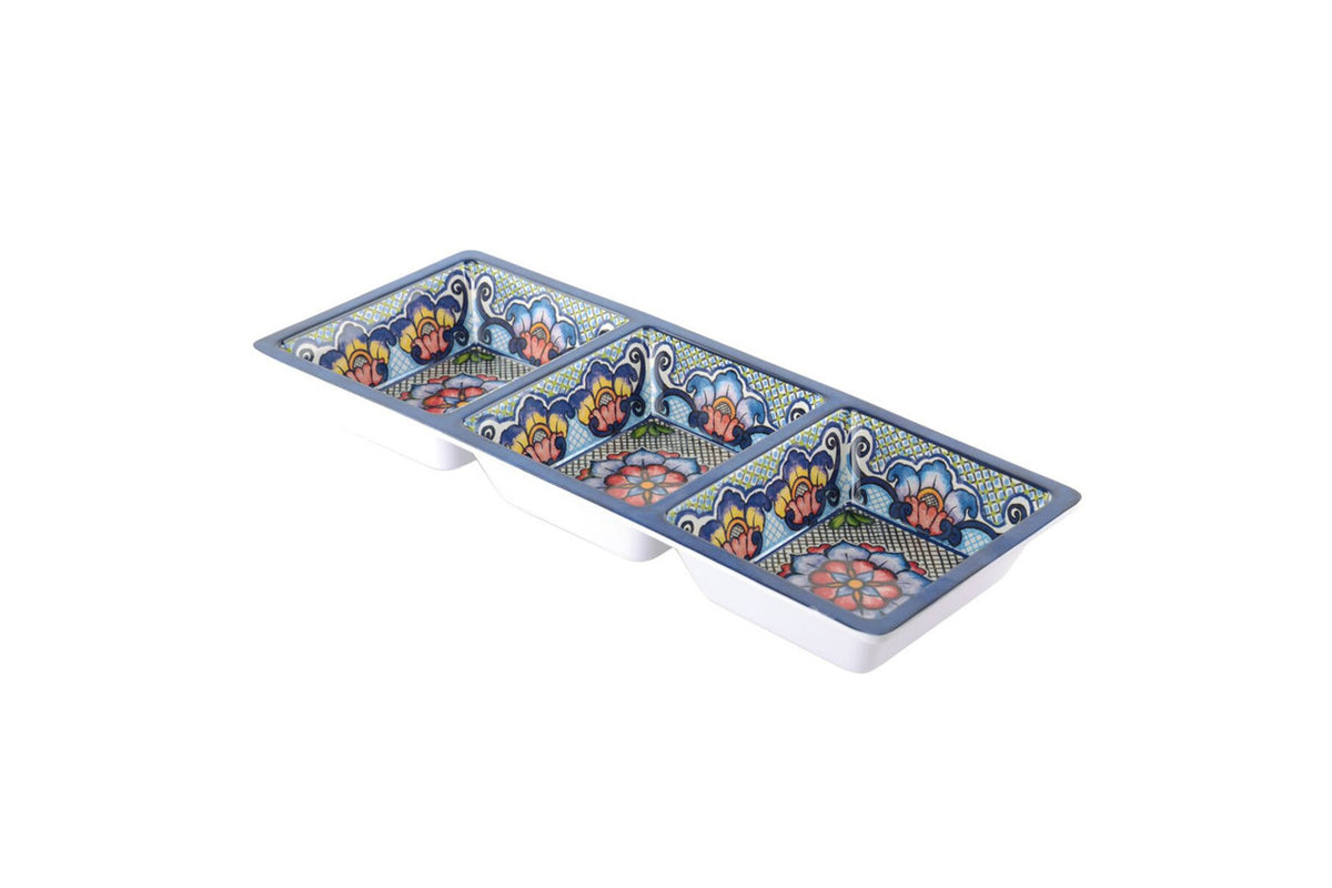 Prepara 3 Section Serving Tray Blue