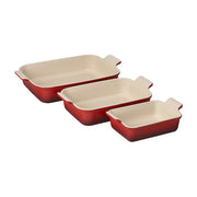 Le Creuset Heritage 3 Piece Rectangular Baking Dish Set - Cerise