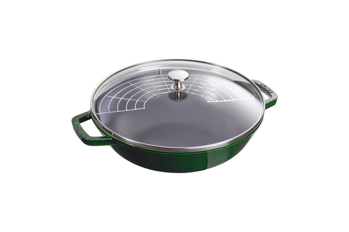 Staub Cast Iron 4.5 Quart Perfect Pans with Glass Lid - Basil