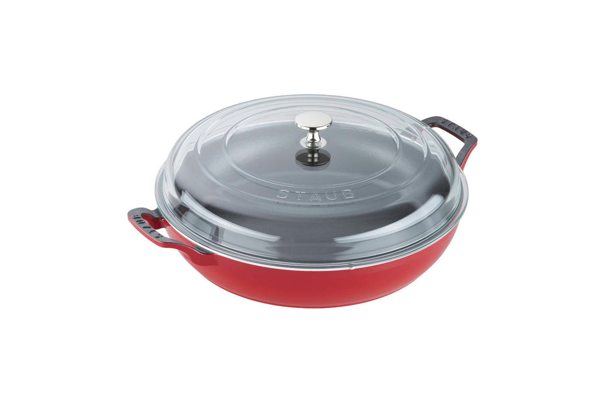 Staub Cast Iron 3.5 Quart Braisers with Glass Lid - Cherry