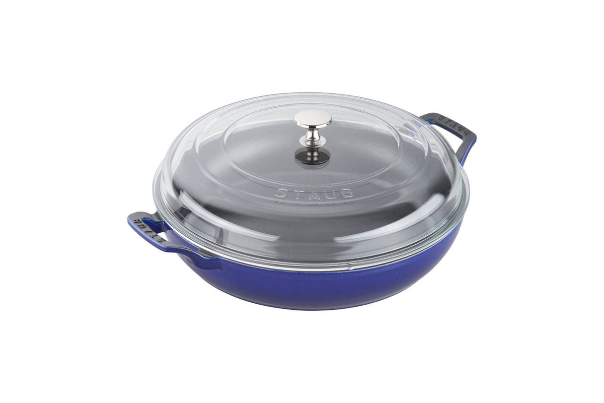Staub Cast Iron 3.5 Quart Braisers with Glass Lid - Dark Blue