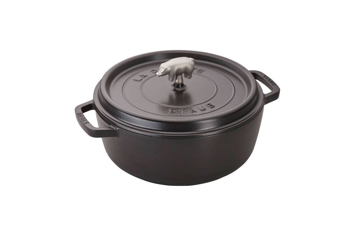 Staub Cast Iron 6 Quart Cochon Shallow Wide Round Cocottes