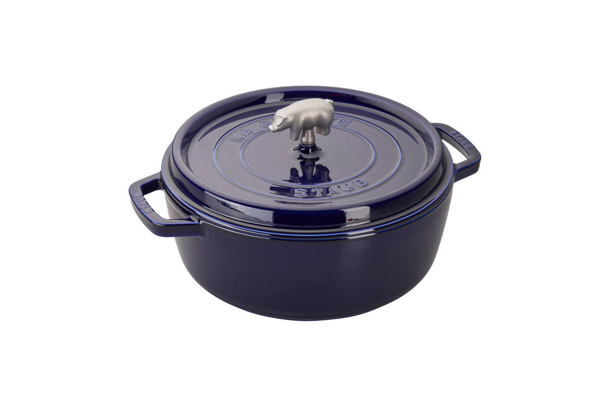 Staub Cast Iron 6 Quart Cochon Shallow Wide Round Cocottes