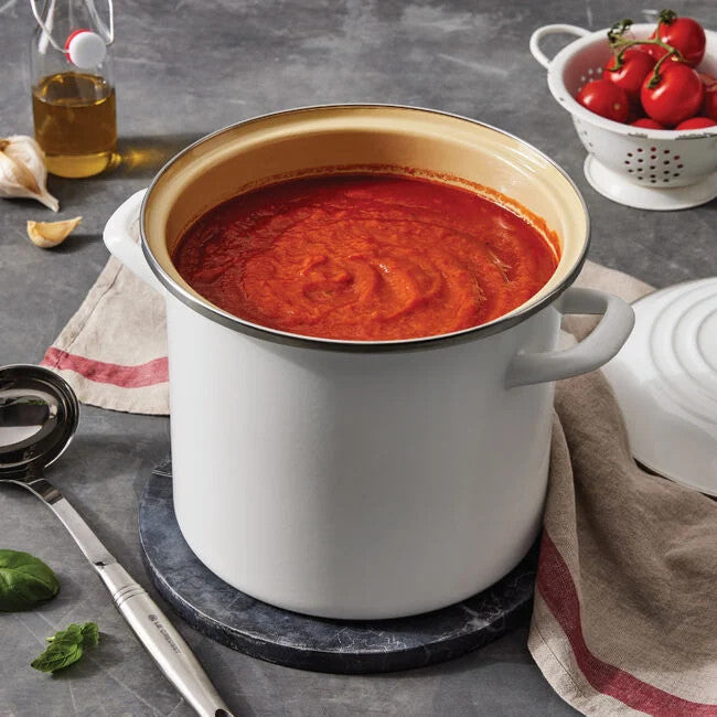 Le Creuset Enamel on Steel Stockpots with Stainless Steel Knobs - White